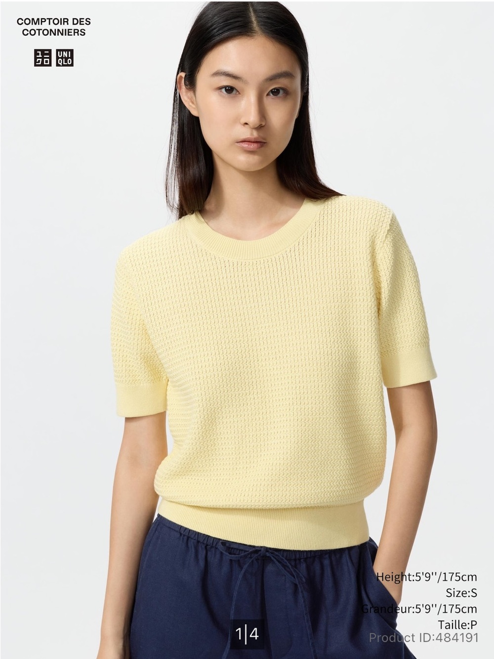 UNIQLO/Comptoir des Cottoniers collab Textured Knit Top in Light Yellow